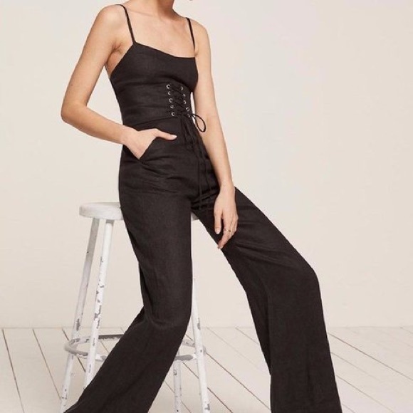 *SOLD* RARE Reformation Pace Linen Jumpsuit Black - Picture 2 of 5